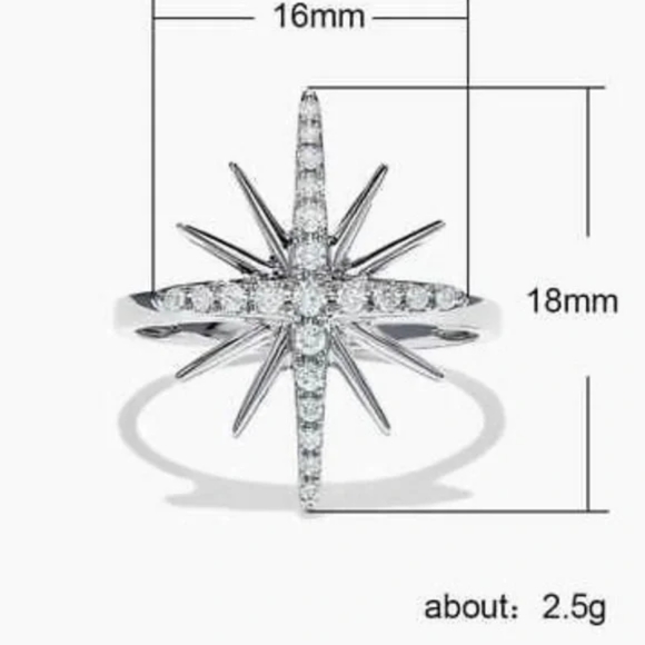 NWT 925  Silver ⭐️Diamond Ring - Picture 3 of 4